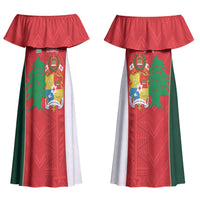 Custom Rugby Tonga and Lebanon Couples Matching Off Shoulder Maxi Dress and Hawaiian Shirt Mate Maa Tonga Cedars Together LT14 - Polynesian Pride