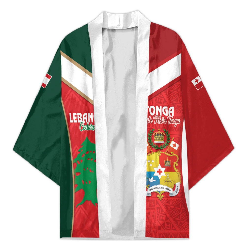 Custom Rugby Tonga and Lebanon Kimono Mate Maa Tonga Cedars Together LT14 Unisex Multicolor - Polynesian Pride