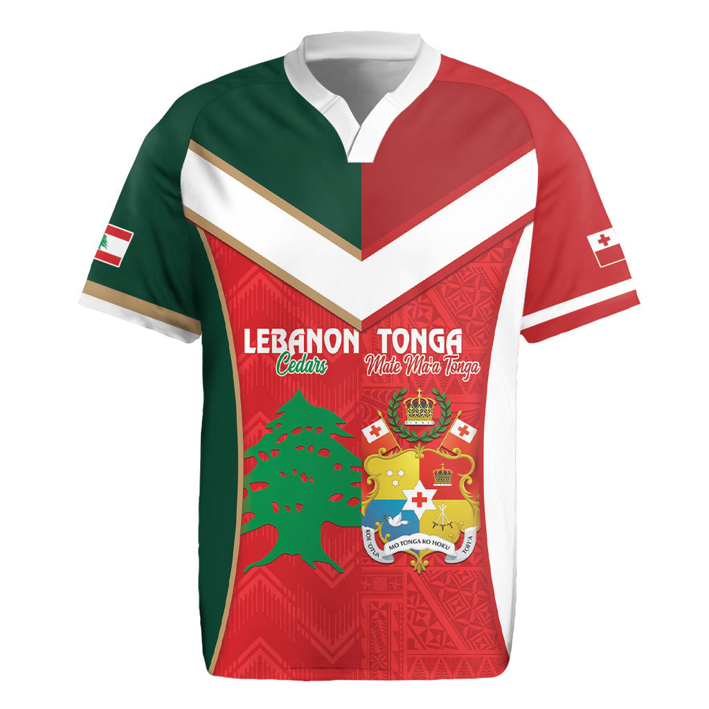 Custom Rugby Tonga and Lebanon Rugby Jersey Mate Maa Tonga Cedars Together LT14 Multicolor - Polynesian Pride