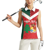 Custom Rugby Tonga and Lebanon Women Sleeveless Polo Shirt Mate Maa Tonga Cedars Together LT14 - Polynesian Pride