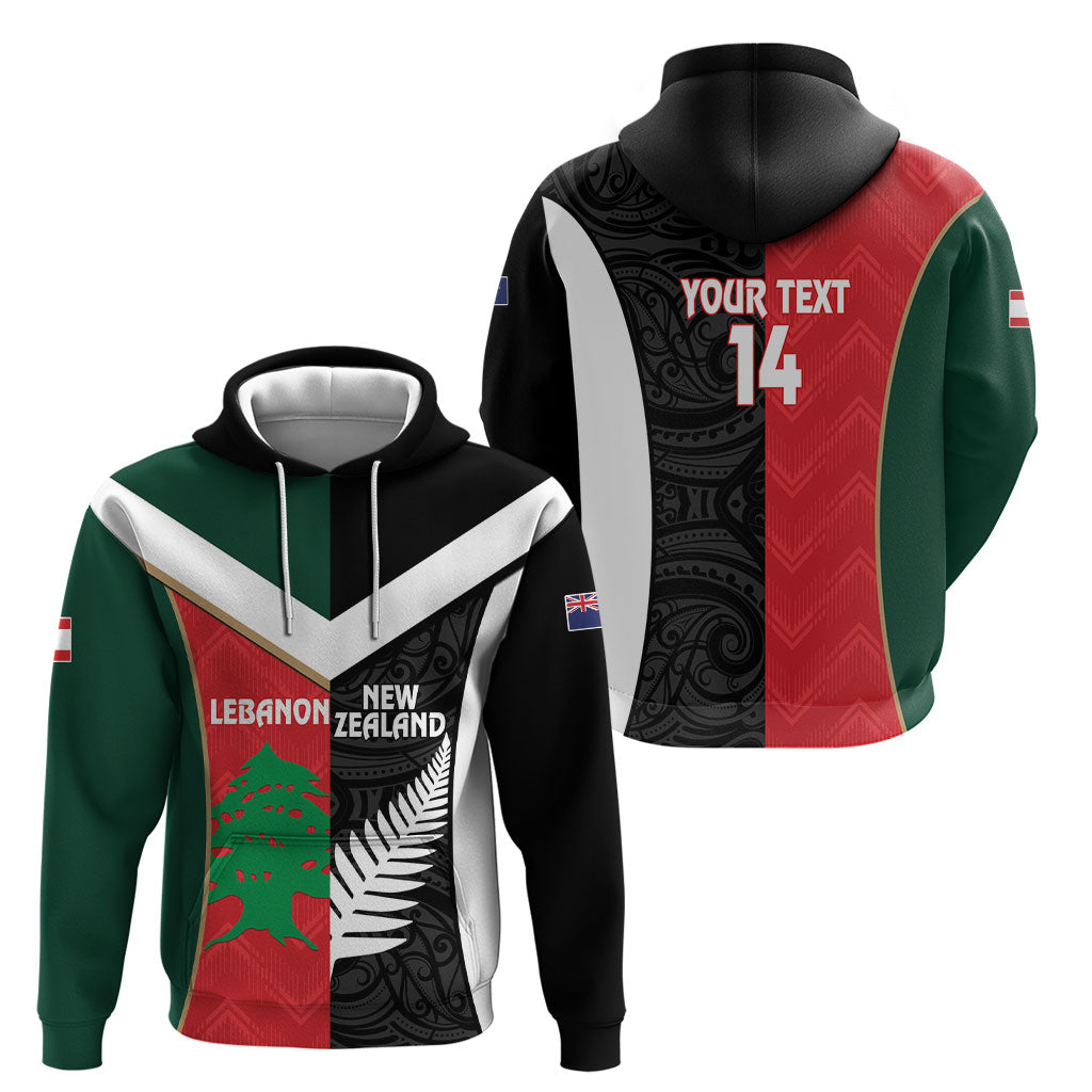 Custom Rugby New Zealand and Lebanon Hoodie All Black Cedars Together LT14 - Polynesian Pride