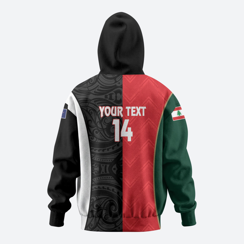 Custom Rugby New Zealand and Lebanon Hoodie All Black Cedars Together LT14 - Polynesian Pride