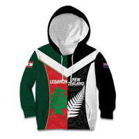 Custom Rugby New Zealand and Lebanon Kid Hoodie All Black Cedars Together LT14 Hoodie Multicolor - Polynesian Pride