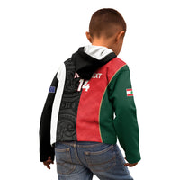 Custom Rugby New Zealand and Lebanon Kid Hoodie All Black Cedars Together LT14 - Polynesian Pride