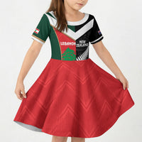 Custom Rugby New Zealand and Lebanon Kid Short Sleeve Dress All Black Cedars Together LT14 KID Multicolor - Polynesian Pride