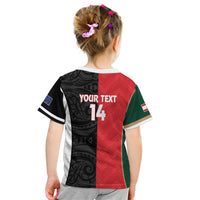 Custom Rugby New Zealand and Lebanon Kid T Shirt All Black Cedars Together LT14 - Polynesian Pride