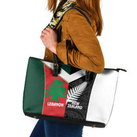 Rugby New Zealand and Lebanon Leather Tote Bag All Black Cedars Together LT14 Multicolor - Polynesian Pride