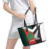 Rugby New Zealand and Lebanon Leather Tote Bag All Black Cedars Together LT14 - Polynesian Pride