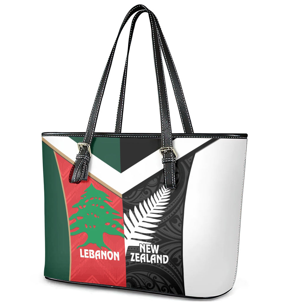Rugby New Zealand and Lebanon Leather Tote Bag All Black Cedars Together LT14 - Polynesian Pride