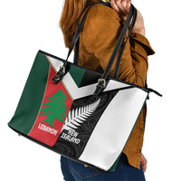 Rugby New Zealand and Lebanon Leather Tote Bag All Black Cedars Together LT14 - Polynesian Pride