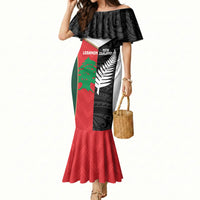 Custom Rugby New Zealand and Lebanon Mermaid Dress All Black Cedars Together LT14 Women Multicolor - Polynesian Pride