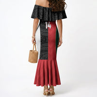 Custom Rugby New Zealand and Lebanon Mermaid Dress All Black Cedars Together LT14 - Polynesian Pride