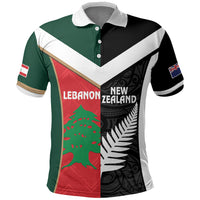 Custom Rugby New Zealand and Lebanon Polo Shirt All Black Cedars Together LT14 Multicolor - Polynesian Pride