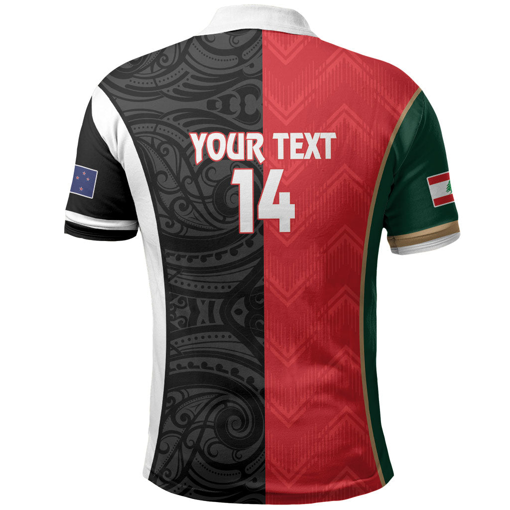 Custom Rugby New Zealand and Lebanon Polo Shirt All Black Cedars Together LT14 - Polynesian Pride