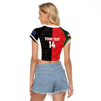 Custom Rugby New Zealand and Lebanon Raglan Cropped T Shirt All Black Cedars Together LT14 - Polynesian Pride