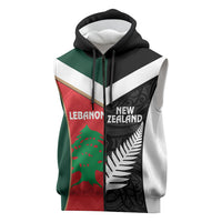 Custom Rugby New Zealand and Lebanon Sleeveless Zip Hoodie All Black Cedars Together LT14 Multicolor - Polynesian Pride