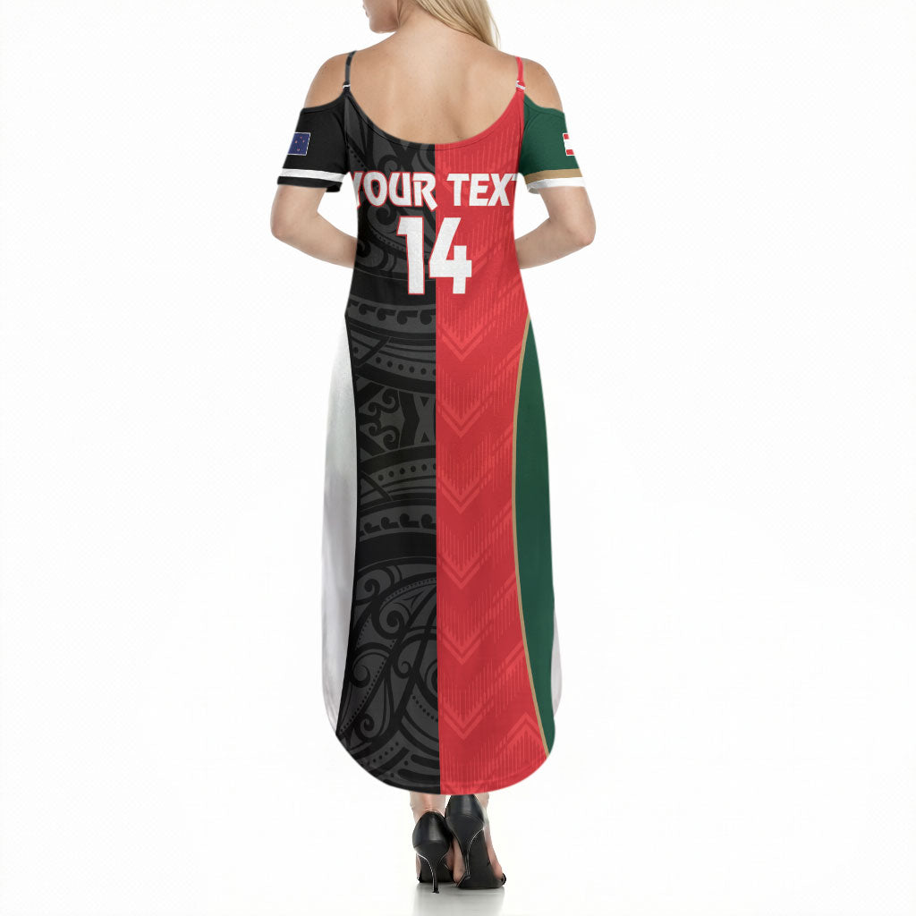 Custom Rugby New Zealand and Lebanon Summer Maxi Dress All Black Cedars Together LT14 - Polynesian Pride