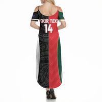 Custom Rugby New Zealand and Lebanon Summer Maxi Dress All Black Cedars Together LT14 - Polynesian Pride