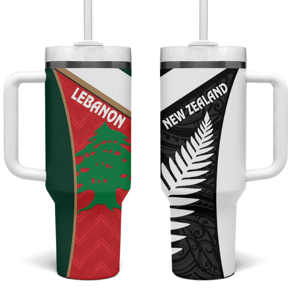 Rugby New Zealand and Lebanon Tumbler With Handle All Black Cedars Together LT14 One Size: 40 oz Multicolor - Polynesian Pride