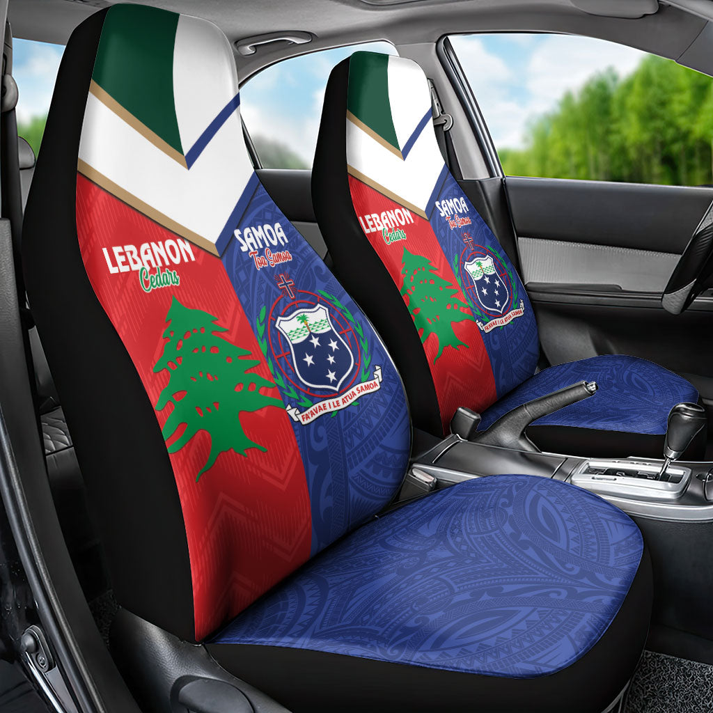 Rugby Samoa and Lebanon Car Seat Cover Toa Samoa Cedars Together LT14 - Polynesian Pride