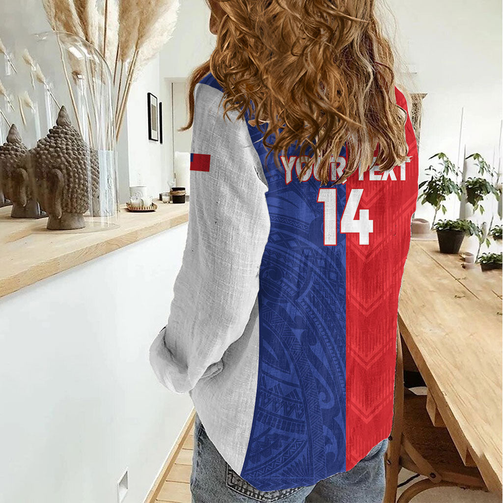Custom Rugby Samoa and Lebanon Women Casual Shirt Toa Samoa Cedars Together LT14 - Polynesian Pride