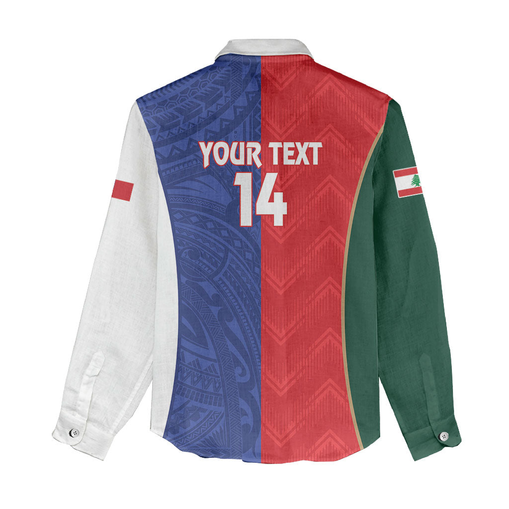 Custom Rugby Samoa and Lebanon Women Casual Shirt Toa Samoa Cedars Together LT14 - Polynesian Pride
