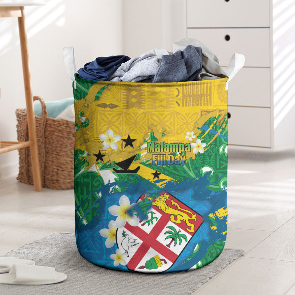 Malampa Fiji Day Laundry Basket 10 October Together We Grow Grunge Tapa Motifs LT14 Multicolor - Polynesian Pride