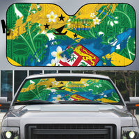 Malampa Fiji Day Auto Sun Shade 10 October Together We Grow Grunge Tapa Motifs LT14 Multicolor - Polynesian Pride