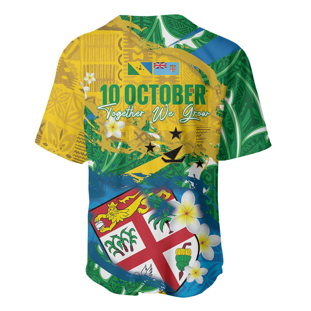 Malampa Fiji Day Baseball Jersey 10 October Together We Grow Grunge Tapa Motifs LT14 - Polynesian Pride