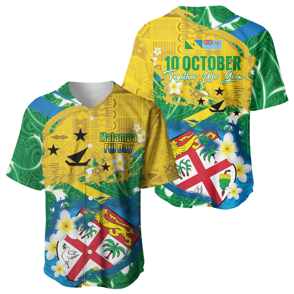 Malampa Fiji Day Baseball Jersey 10 October Together We Grow Grunge Tapa Motifs LT14 - Polynesian Pride