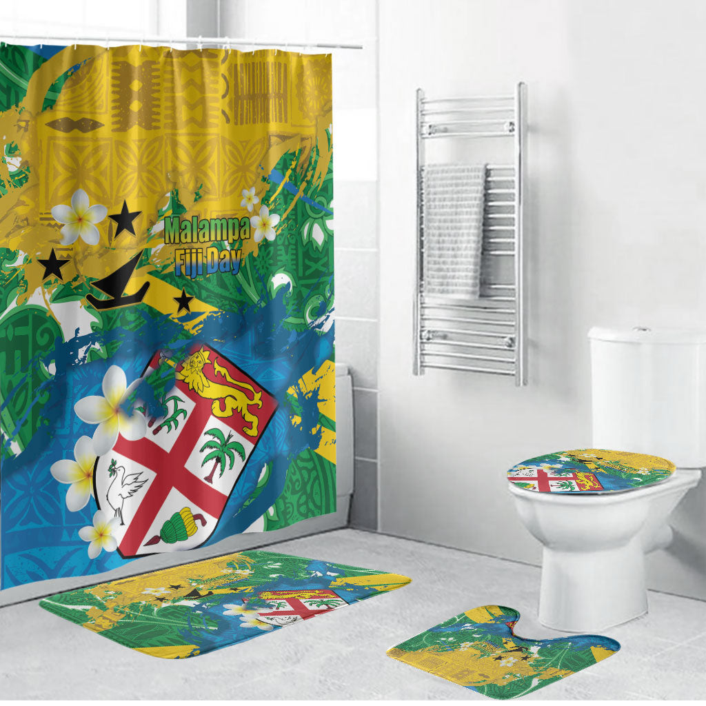 Malampa Fiji Day Bathroom Set 10 October Together We Grow Grunge Tapa Motifs LT14 Bathroom Set (4 pcs) Multicolor - Polynesian Pride