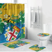 Malampa Fiji Day Bathroom Set 10 October Together We Grow Grunge Tapa Motifs LT14 Bathroom Set (4 pcs) Multicolor - Polynesian Pride