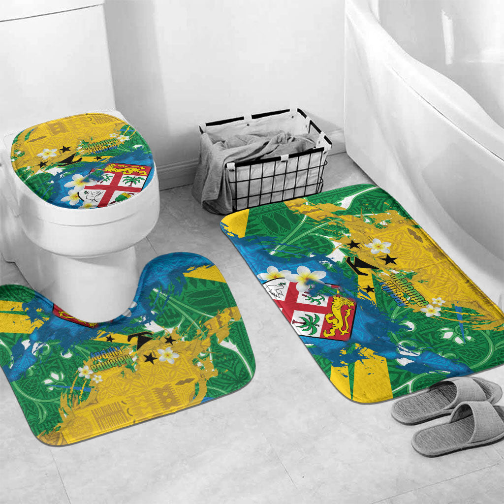 Malampa Fiji Day Bathroom Set 10 October Together We Grow Grunge Tapa Motifs LT14 Mat Set Only (3 pcs) One Size Multicolor - Polynesian Pride