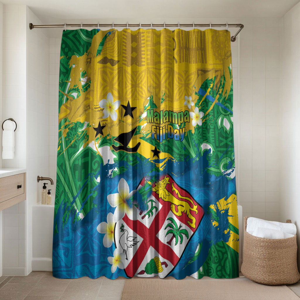 Malampa Fiji Day Bathroom Set 10 October Together We Grow Grunge Tapa Motifs LT14 Shower Curtain Only Multicolor - Polynesian Pride