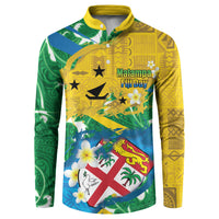 Malampa Fiji Day Button Sweatshirt 10 October Together We Grow Grunge Tapa Motifs LT14 Multicolor - Polynesian Pride