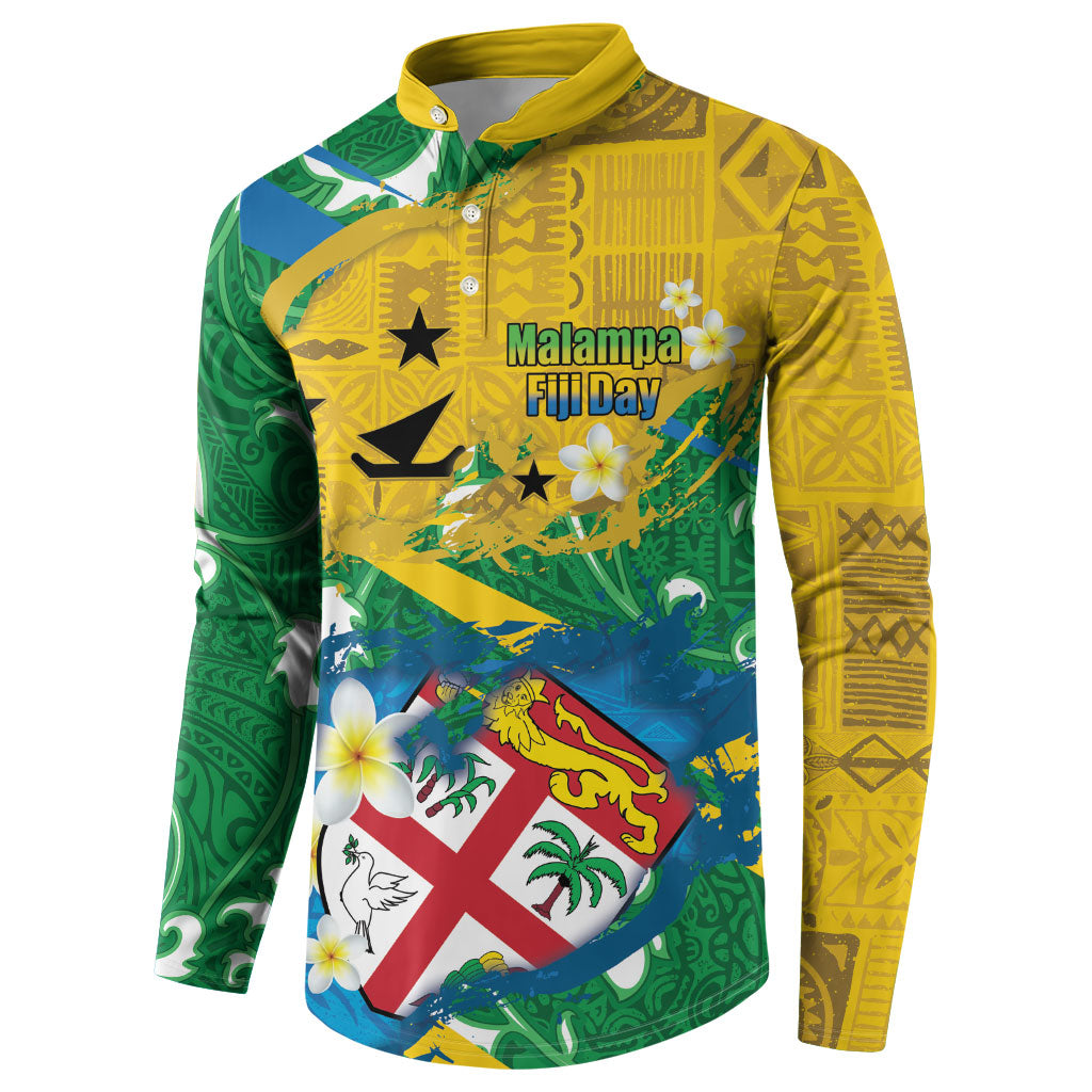 Malampa Fiji Day Button Sweatshirt 10 October Together We Grow Grunge Tapa Motifs LT14 - Polynesian Pride