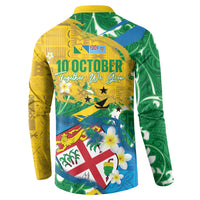 Malampa Fiji Day Button Sweatshirt 10 October Together We Grow Grunge Tapa Motifs LT14 - Polynesian Pride