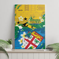 Malampa Fiji Day Canvas Wall Art 10 October Together We Grow Grunge Tapa Motifs LT14 - Polynesian Pride