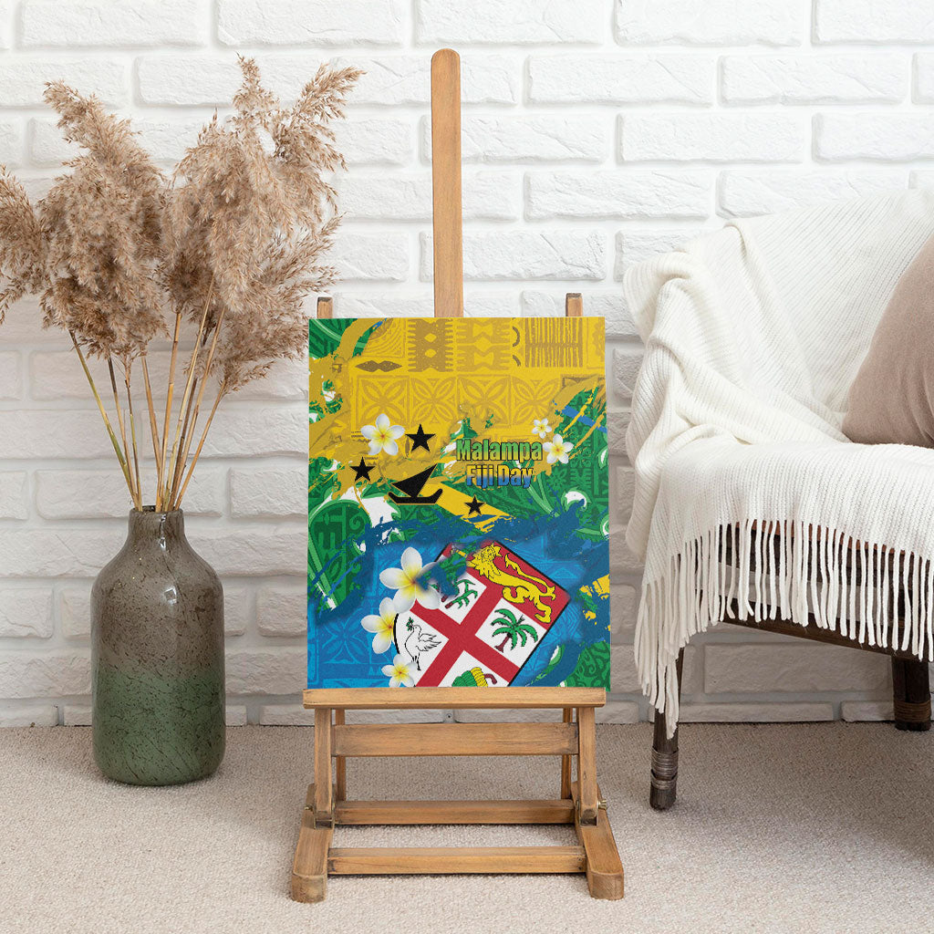 Malampa Fiji Day Canvas Wall Art 10 October Together We Grow Grunge Tapa Motifs LT14 - Polynesian Pride