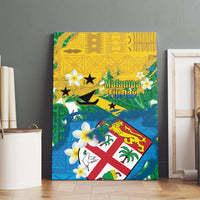 Malampa Fiji Day Canvas Wall Art 10 October Together We Grow Grunge Tapa Motifs LT14 - Polynesian Pride