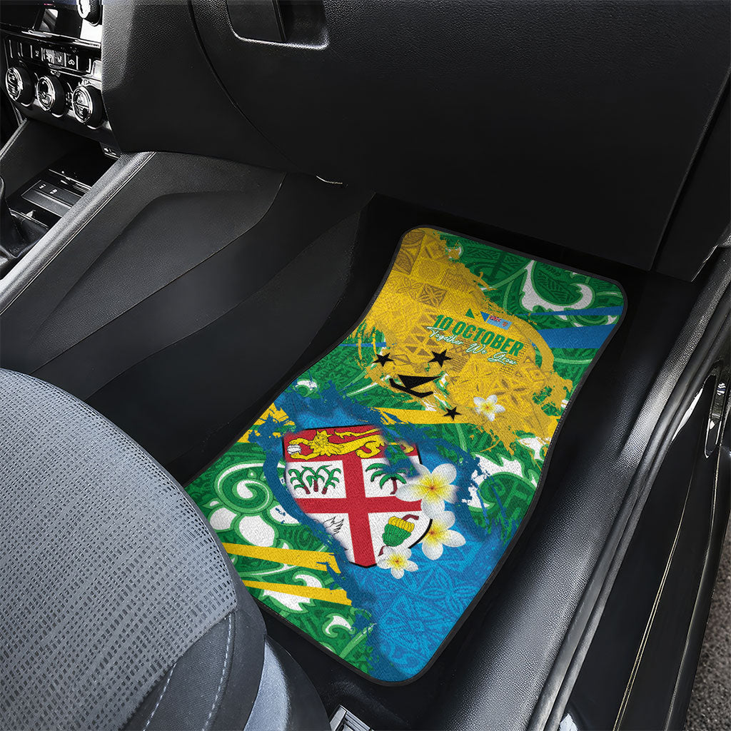 Malampa Fiji Day Car Mats 10 October Together We Grow Grunge Tapa Motifs LT14 - Polynesian Pride