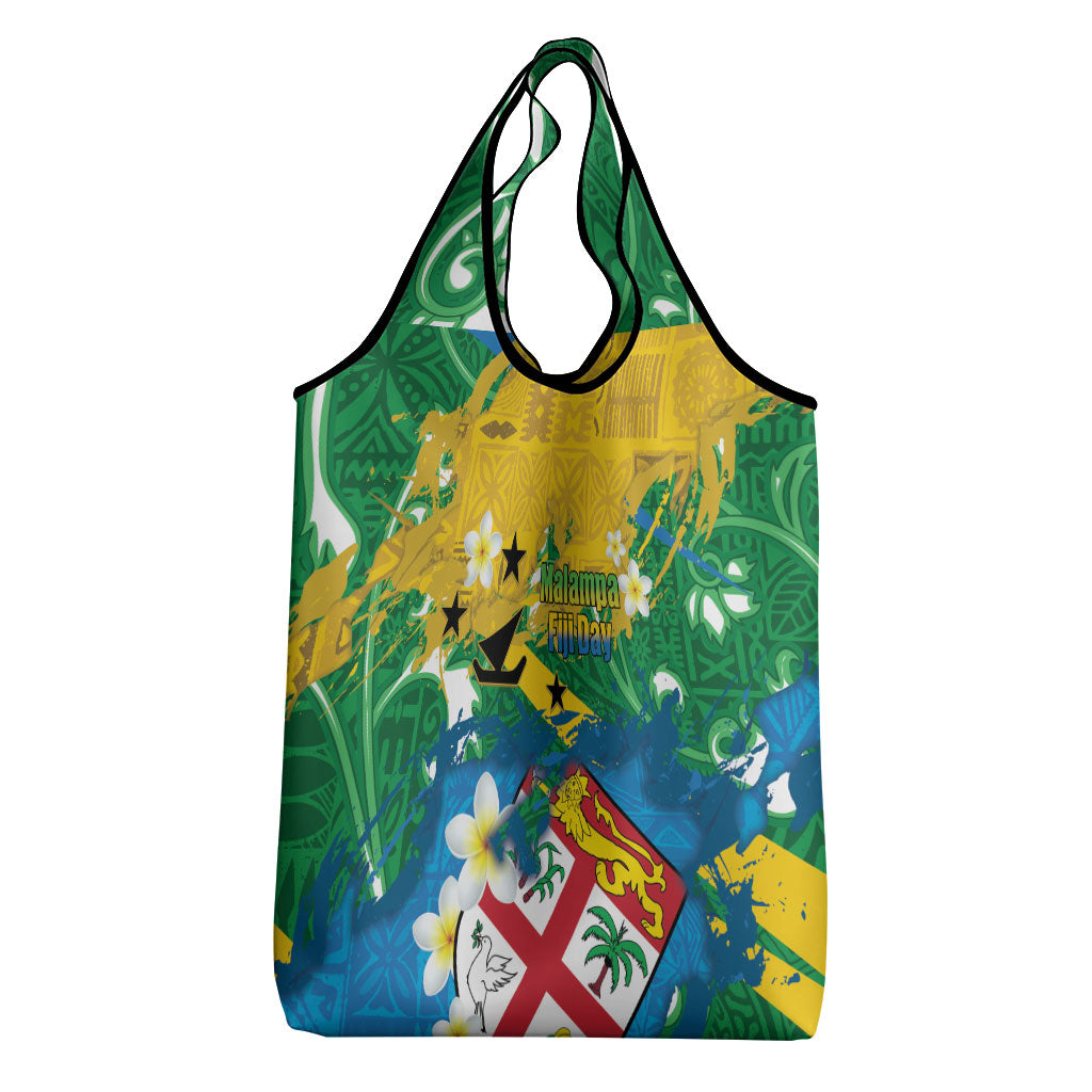 Malampa Fiji Day Grocery Bag 10 October Together We Grow Grunge Tapa Motifs LT14 - Polynesian Pride