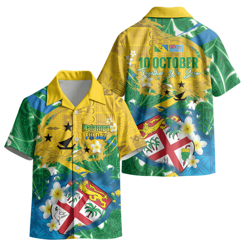 Malampa Fiji Day Kid Hawaiian Shirt 10 October Together We Grow Grunge Tapa Motifs LT14 - Polynesian Pride