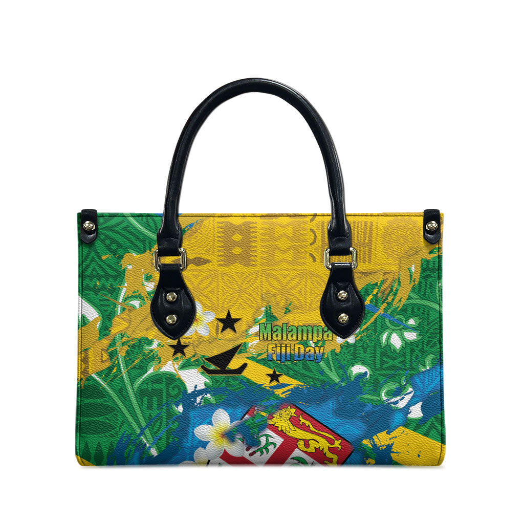 Malampa Fiji Day Leather Bag 10 October Together We Grow Grunge Tapa Motifs LT14 - Polynesian Pride