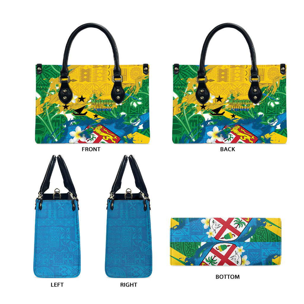 Malampa Fiji Day Leather Bag 10 October Together We Grow Grunge Tapa Motifs LT14 - Polynesian Pride