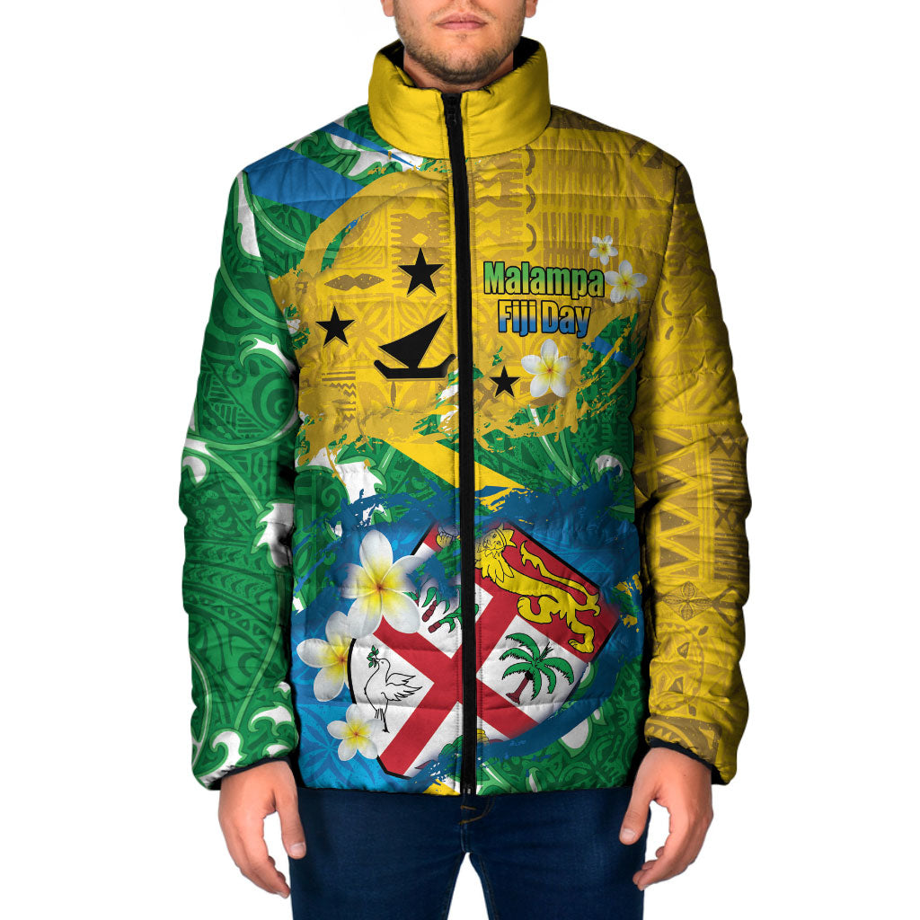 Malampa Fiji Day Padded Jacket 10 October Together We Grow Grunge Tapa Motifs LT14 Men Multicolor - Polynesian Pride