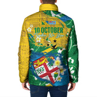 Malampa Fiji Day Padded Jacket 10 October Together We Grow Grunge Tapa Motifs LT14 - Polynesian Pride