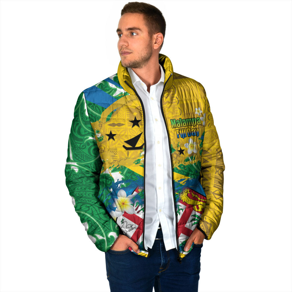 Malampa Fiji Day Padded Jacket 10 October Together We Grow Grunge Tapa Motifs LT14 - Polynesian Pride