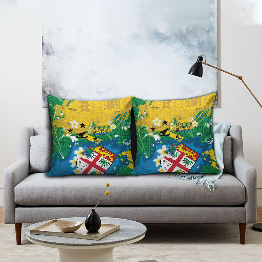 Malampa Fiji Day Pillow Cover 10 October Together We Grow Grunge Tapa Motifs LT14 - Polynesian Pride