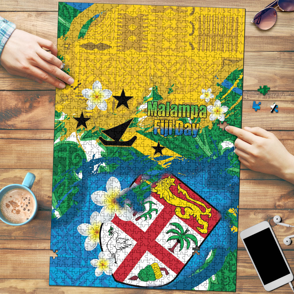 Malampa Fiji Day Puzzle 10 October Together We Grow Grunge Tapa Motifs LT14 Multicolor - Polynesian Pride